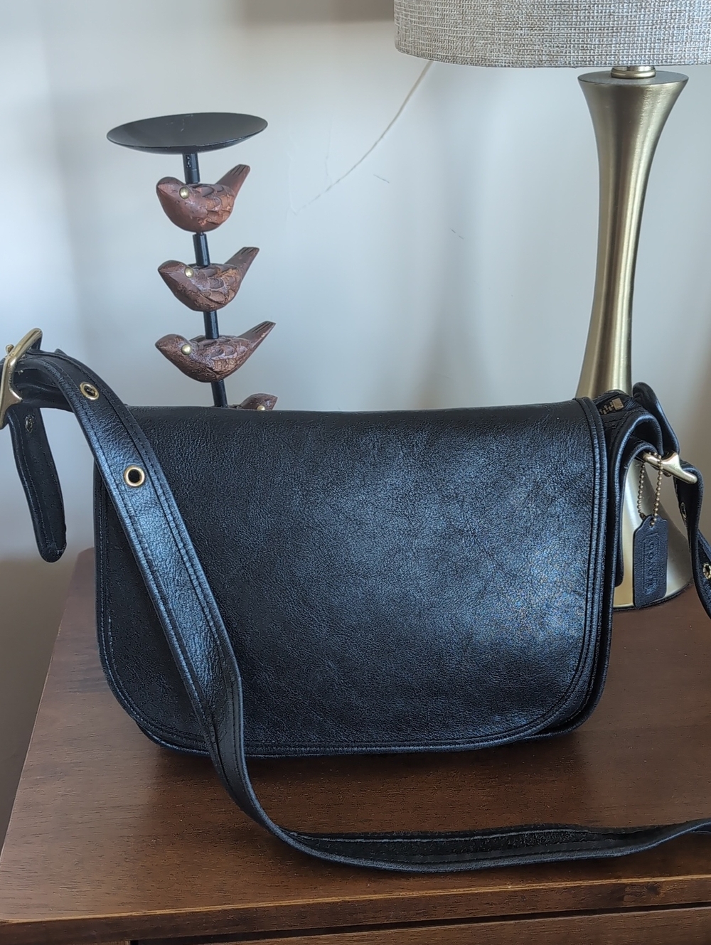 Vintage Coach Patricia's Legacy Black Leather Lux 🖤 Crossbody Bag 9951